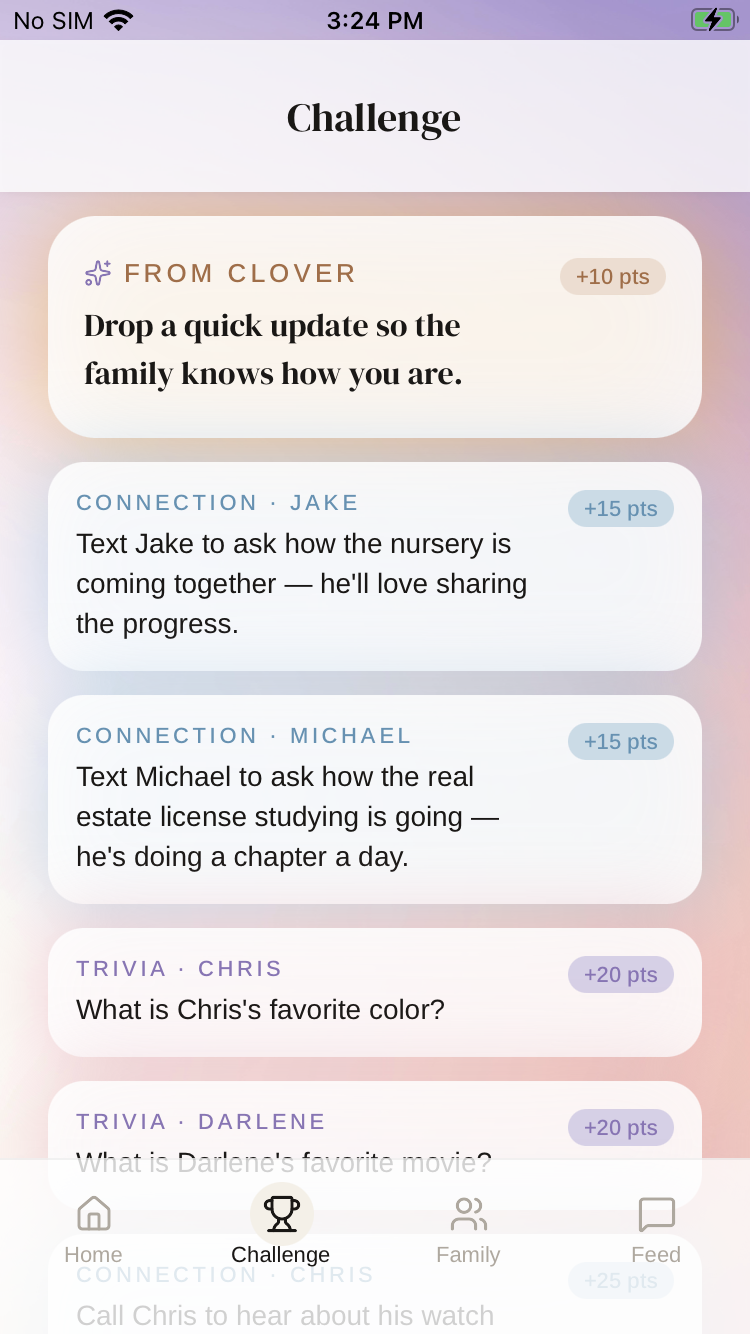 Personalised follow-up suggestions in the Challenge tab