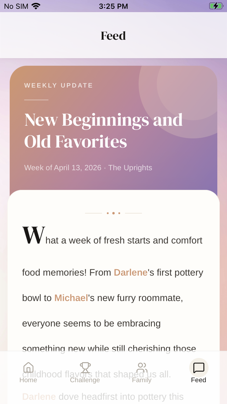 The Sunday weekly family update